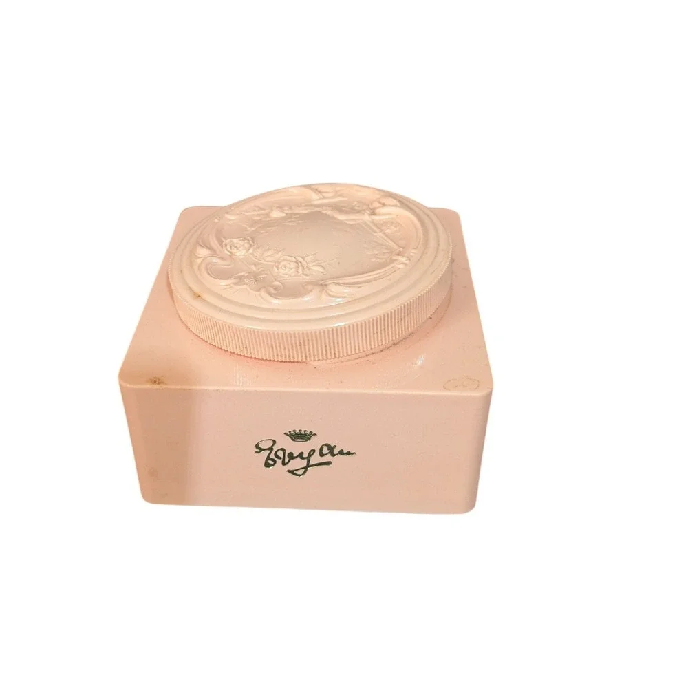 Vintage Evyan Pink Powder Box Embossed Lid Vanity Collectible